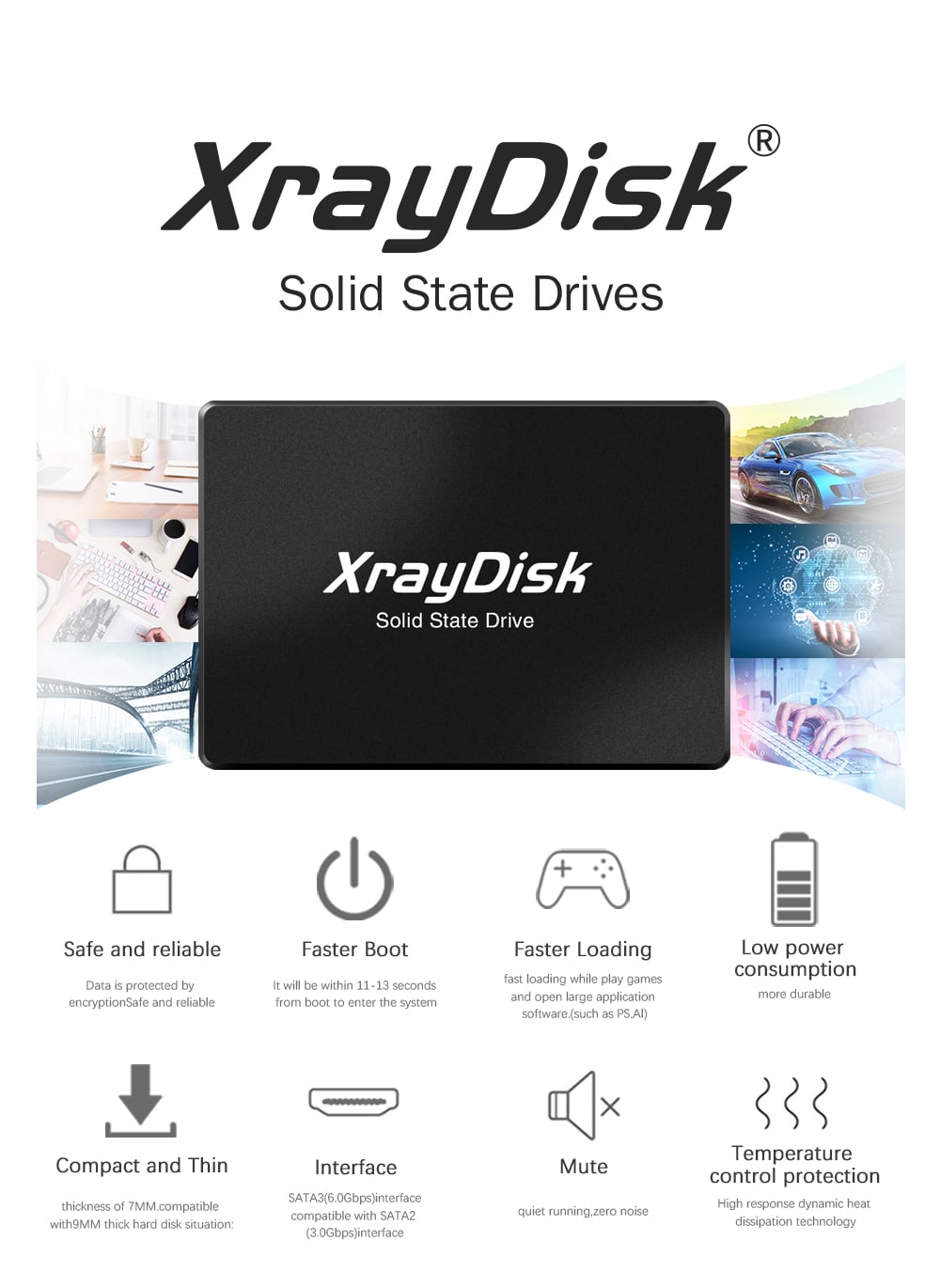 Xraydisk Sata3 Ssd 60GB 128GB 240GB 120GB 256GB 480GB 500gb 1TB Hdd 2.5 Hard Disk Disc  2.5 " Internal Solid State Drive