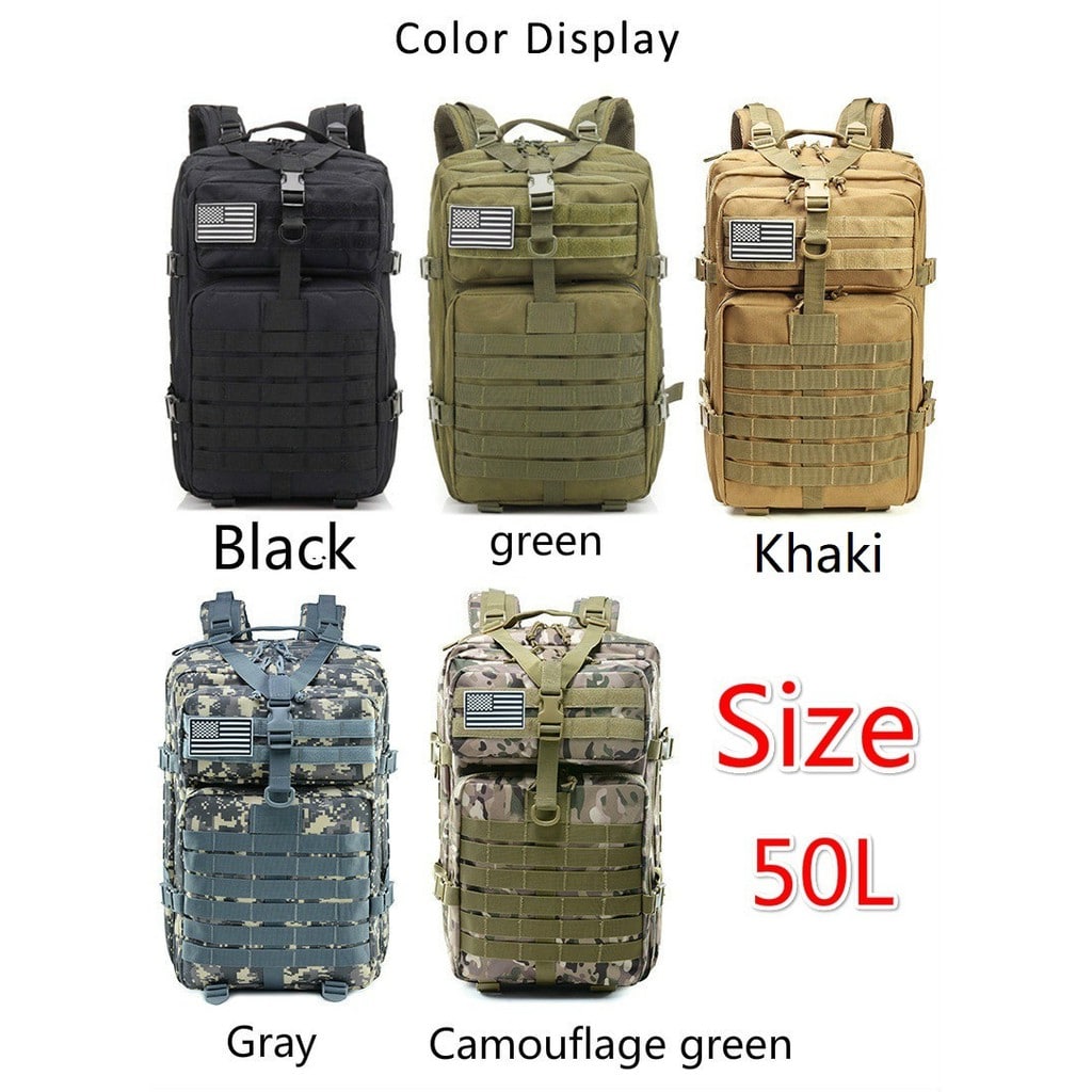 50L 1000D Nylon Waterproof Trekking Fishing Hunting Bag Backpack Outdoor Military Rucksacks Tactical Sports Camping Hiking