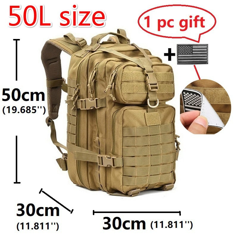 50L 1000D Nylon Waterproof Trekking Fishing Hunting Bag Backpack Outdoor Military Rucksacks Tactical Sports Camping Hiking