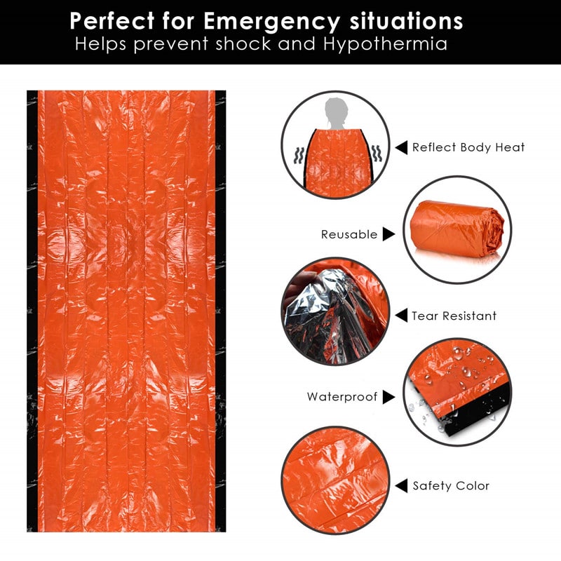 Waterproof Lightweight Thermal Emergency Sleeping Bag Bivy Sack - Survival Blanket Bags Camping, Hiking, Outdoor, Activities