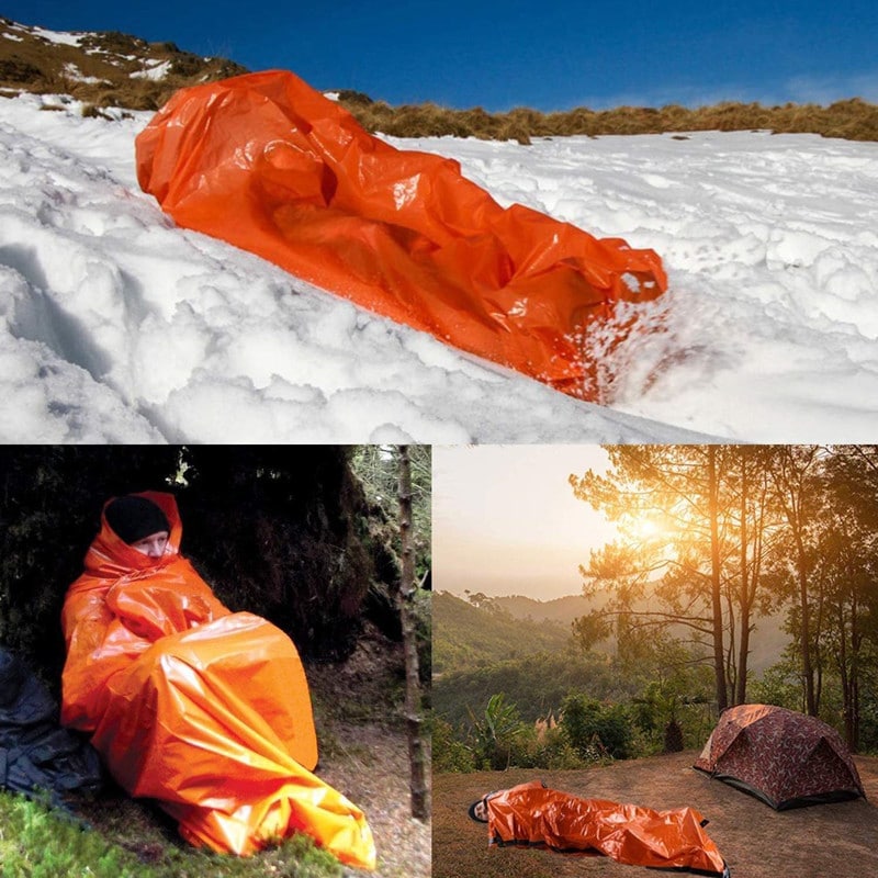 Waterproof Lightweight Thermal Emergency Sleeping Bag Bivy Sack - Survival Blanket Bags Camping, Hiking, Outdoor, Activities