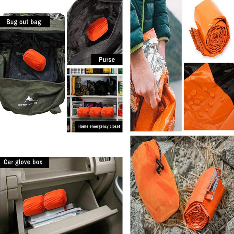 Waterproof Lightweight Thermal Emergency Sleeping Bag Bivy Sack - Survival Blanket Bags Camping, Hiking, Outdoor, Activities