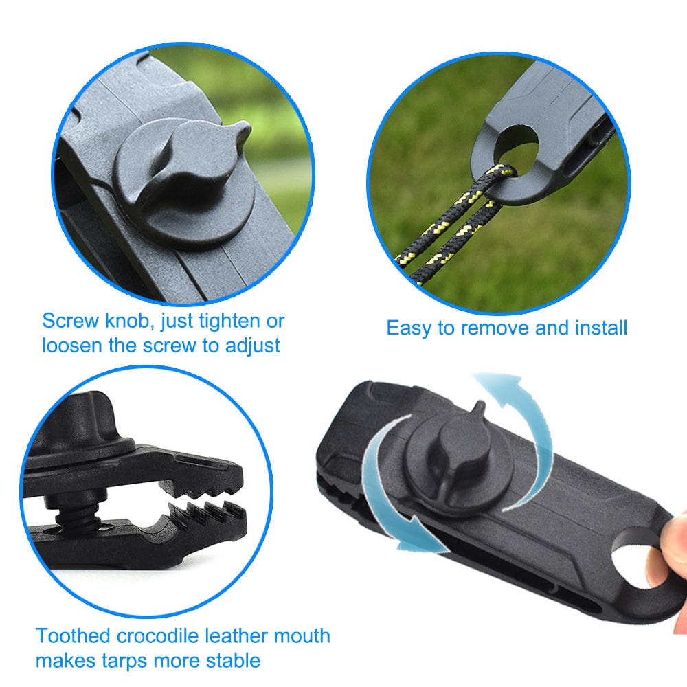 5/8/10 PCS Tarpaulin Clip Tent Canopy Clip Buckle Outdoor Wind Rope Clamps Reusable Awning Mountaineering Camping Accessories