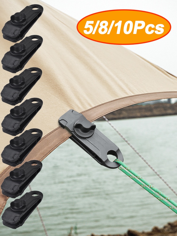 5/8/10 PCS Tarpaulin Clip Tent Canopy Clip Buckle Outdoor Wind Rope Clamps Reusable Awning Mountaineering Camping Accessories