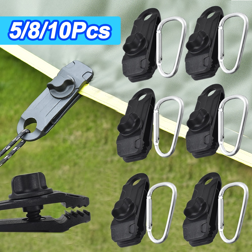 5/8/10 PCS Tarpaulin Clip Tent Canopy Clip Buckle Outdoor Wind Rope Clamps Reusable Awning Mountaineering Camping Accessories